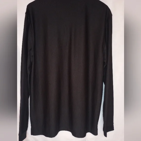 Haggard Men's Golf Shirt Black Long Sleeve Pullover 3/4 Zip Striped Texture L - Picture 10 of 11